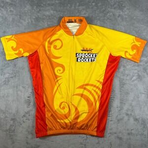 Vomax Mens MS Sprocket Rockets Cycling Jersey Orange Yellow Club Fit Medium USA
